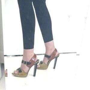 Stunning MARNI Tri-Color Patent Leather Brown Platform Heels EU 39 (size 9 U.S.)
